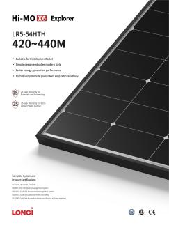 Panou Fotovoltaic Longi Hi-Mo X6 Explorer LR5-54HTH 425 W